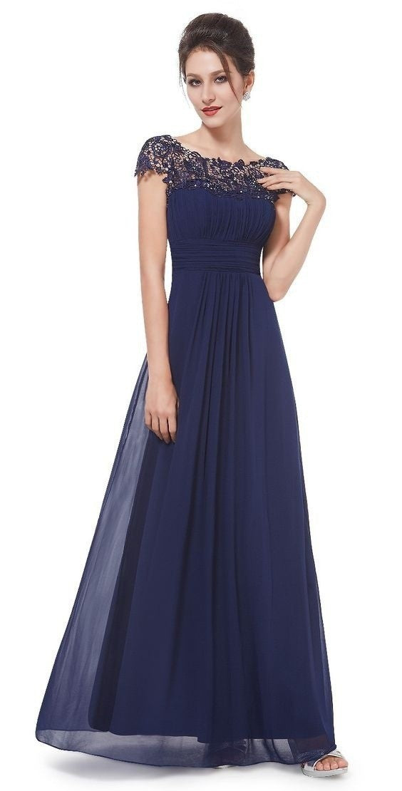 Damen Elegantes Abendkleid mit feiner Spitze und fließendem Rock Drune