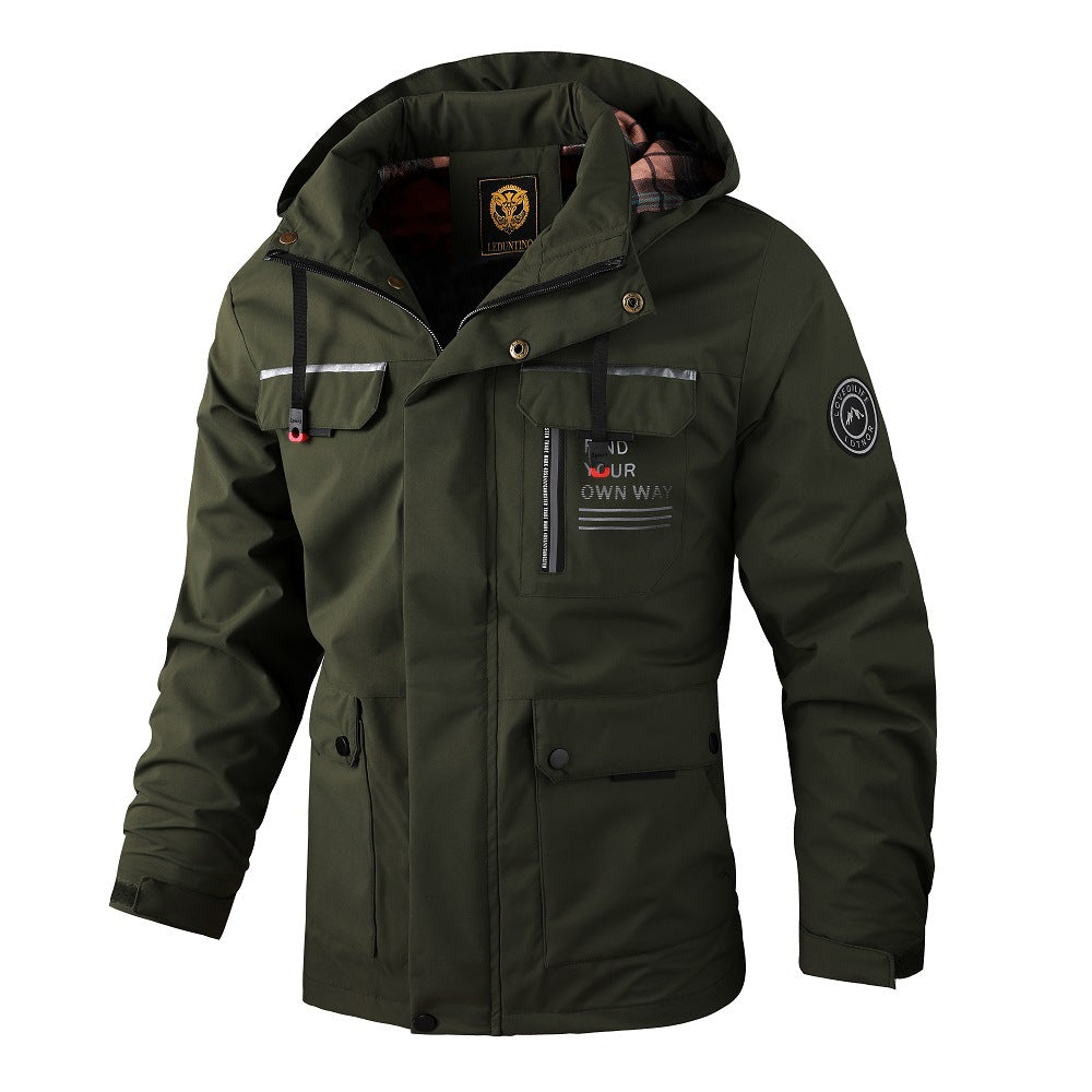Herren Funktionaler Outdoorparka mit verstellbarer Kapuze, Brusttasche und reflektierenden Details Drune