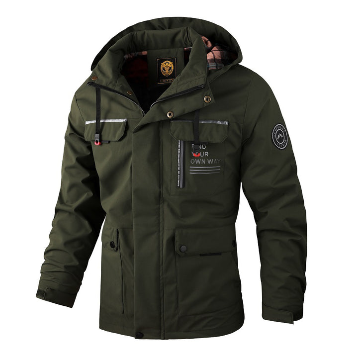 Herren Funktionaler Outdoorparka mit verstellbarer Kapuze, Brusttasche und reflektierenden Details Drune