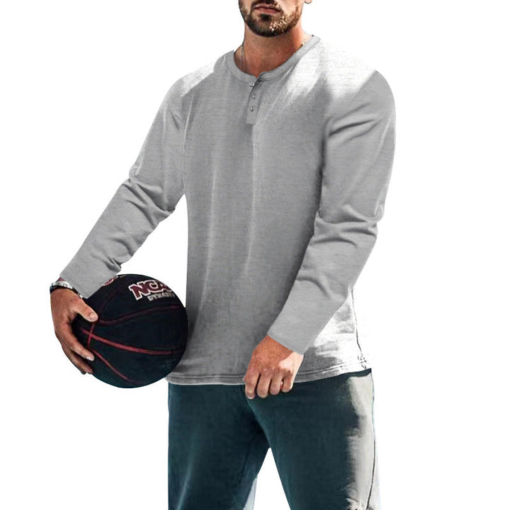 Herren langärmliges Henley-Shirt mit strukturiertem Stoff und praktischen Knopfdetails Drune