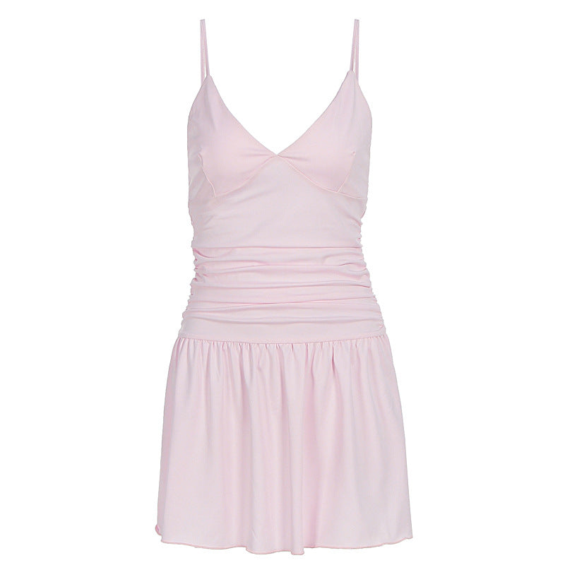 Damen Skaterkleid mit raffiniertem Rüschendesign und schmalen Trägern Drune