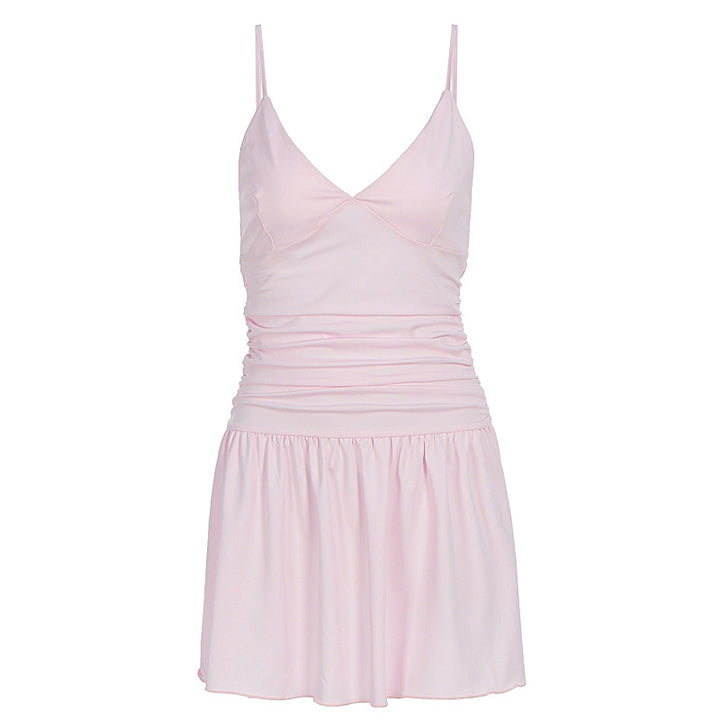 Damen Skaterkleid mit raffiniertem Rüschendesign und schmalen Trägern Drune