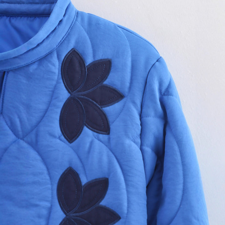Damen Gesteppte Kurzjacke mit floraler Steppung und Stehkragen Drune