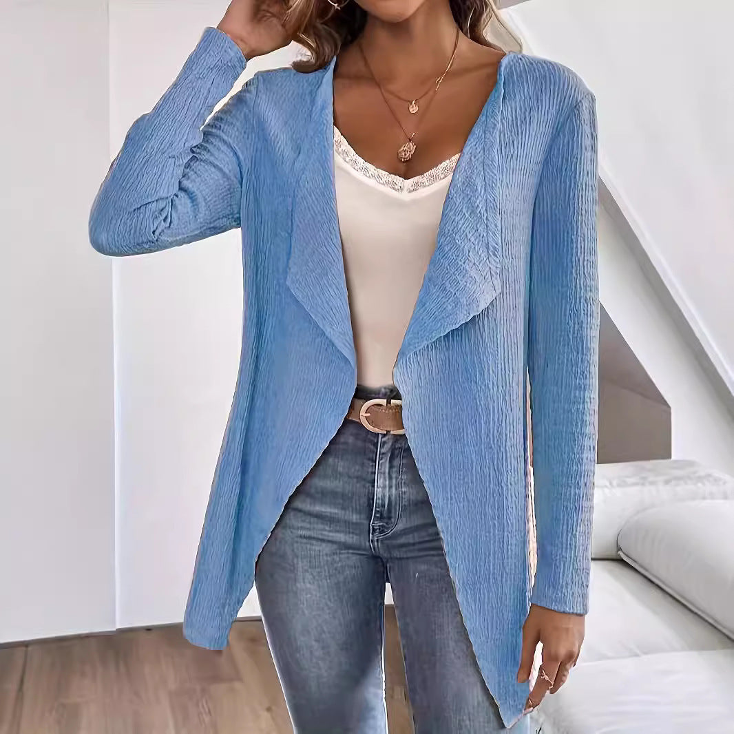 Damen Wasserfall-Blazer aus Crinkle-Struktur, leicht und offen Drune