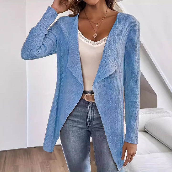 Damen Wasserfall-Blazer aus Crinkle-Struktur, leicht und offen Drune