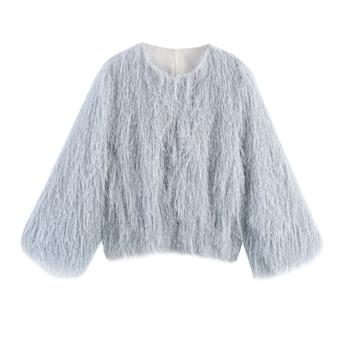 Damen modische Fuzzy-Pullover mit oversize Schnitt Drune