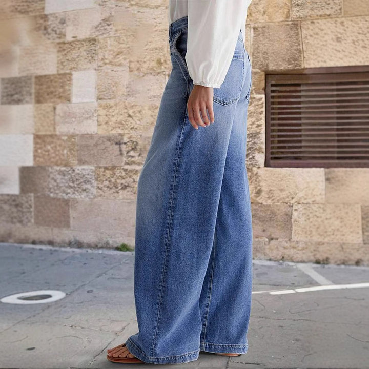 Damen Weite Jeans im Boho-Stil mit hohem Bund und komfortablem Schnitt Drune