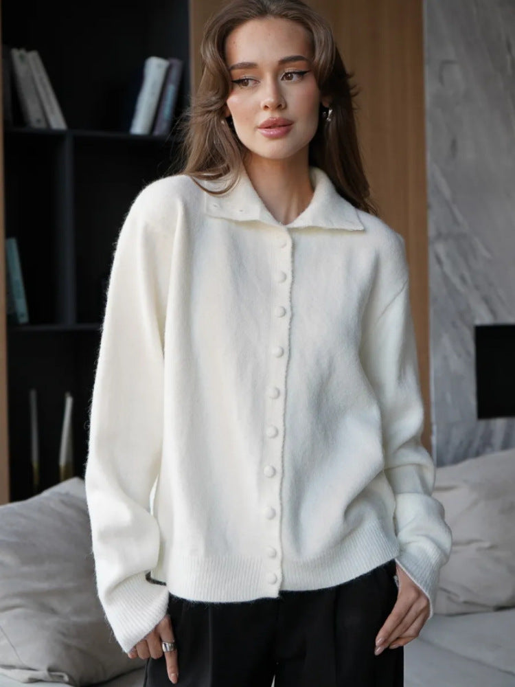 Damen Eleganter Pullover mit Knopfleiste Drune