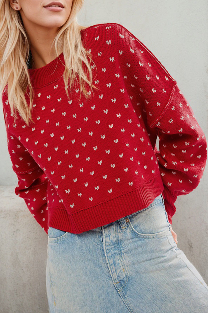 Damen lässiger Pullover mit strukturiertem Design und baumwollartiger Textur Drune