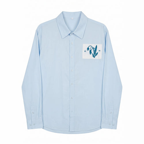 Herren Oversized Hemd mit gestickter Brustpatch und Kentkragen Drune
