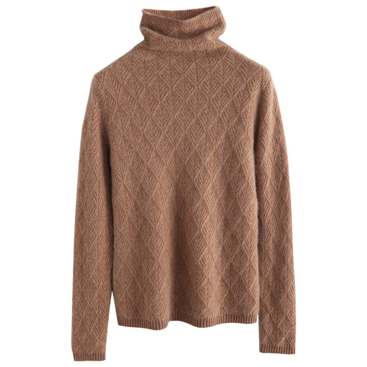 Damen Luxuriöser Mohair‑Mix Rollkragenpullover mit diamantgewDruneter Ajourstruktur Drune