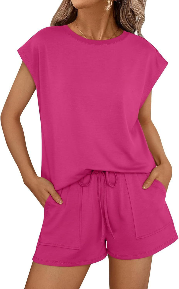 Damen lässiges Zweiteiliges Set mit weitem Oberteil und Shorts Drune