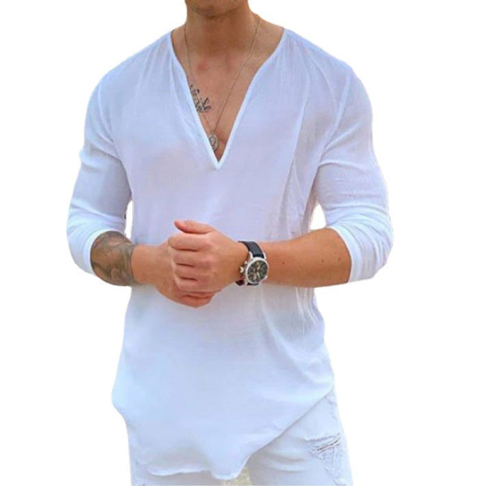 Herren Langarmshirt mit V-Ausschnitt und lockerer Passform Drune
