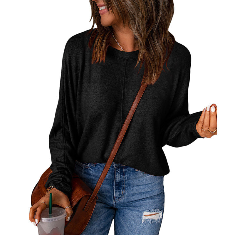Damen lässiges Sweatshirt mit weitem Schnitt und strukturiertem Material Drune
