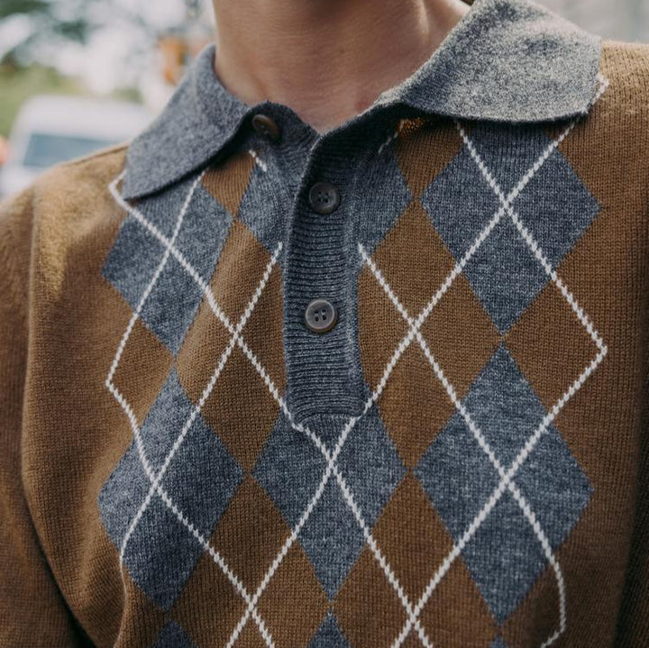 Damen Poloshirt mit modernem Argyle-Muster und komfortablem Schnitt Drune