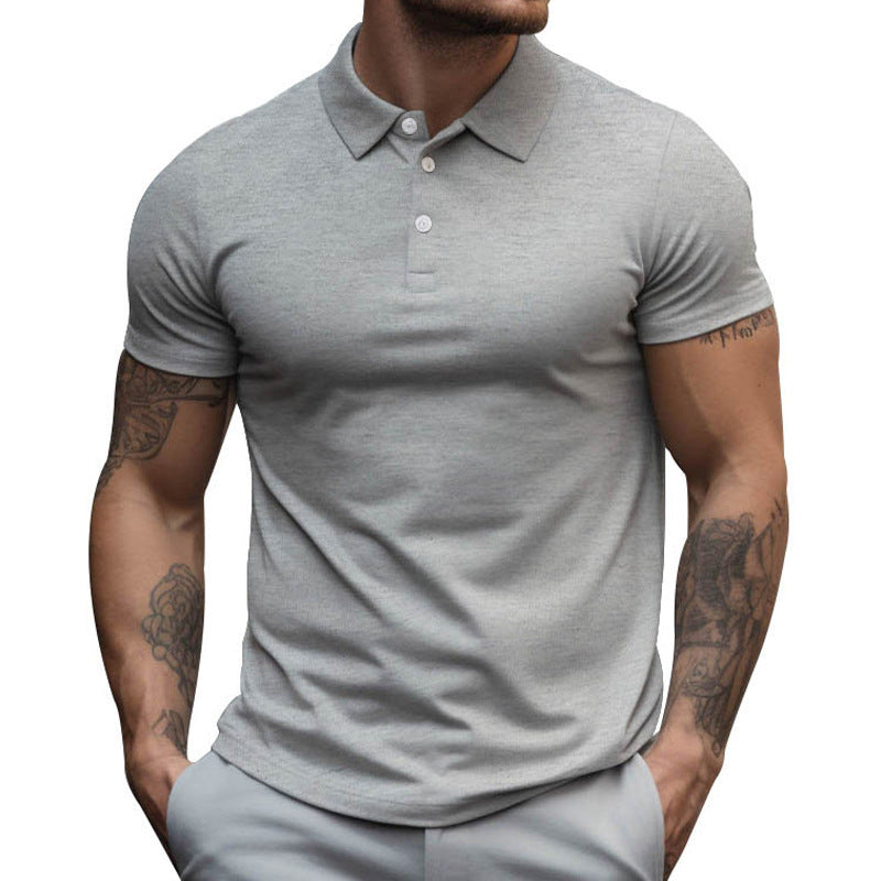Herren nan tailliertes elastisches Piqué-Poloshirt mit klassischem Kragen Drune