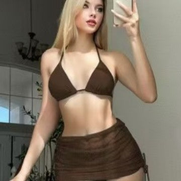 Damen Bikini-Set mit verstellbaren Trägern und transparentem Wickelrock Drune