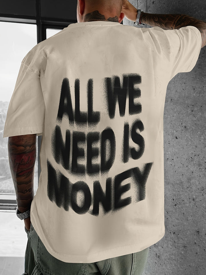 Herren Oversized T-Shirt mit großflächigem Vintage-Blumenprint und Rücken-Slogan Drune