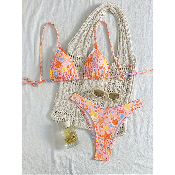 Damen Triangel-Bikini mit floralen Mustern und verspielten Details Drune