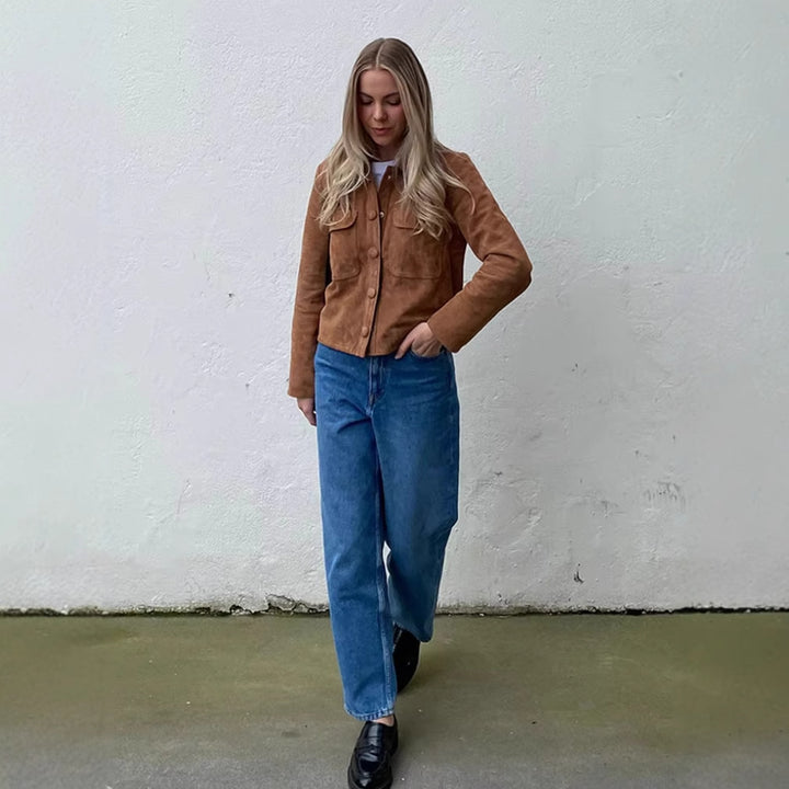 Damen modische Jacke im Vintage-Stil mit praktischen Taschen Drune