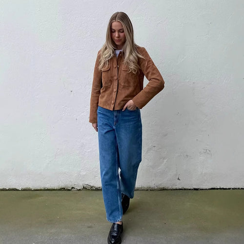 Damen modische Jacke im Vintage-Stil mit praktischen Taschen Drune
