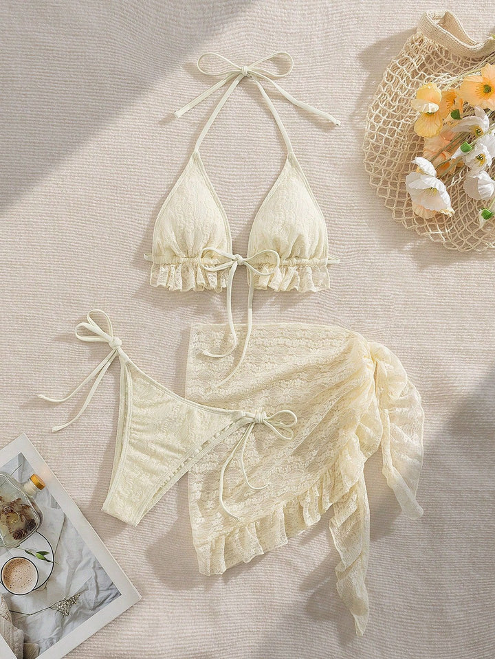 Damen Bikini-Set mit raffinierten Rüschendetails und elegantem Wickelrock Drune