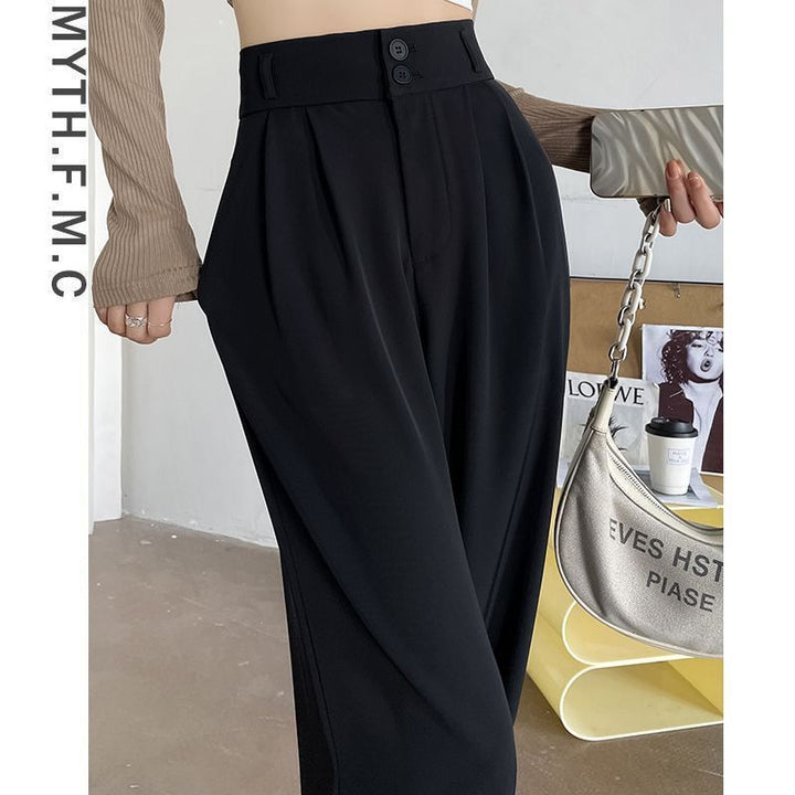 Damen klassische Taillenhose mit elegantem Faltenwurf Drune