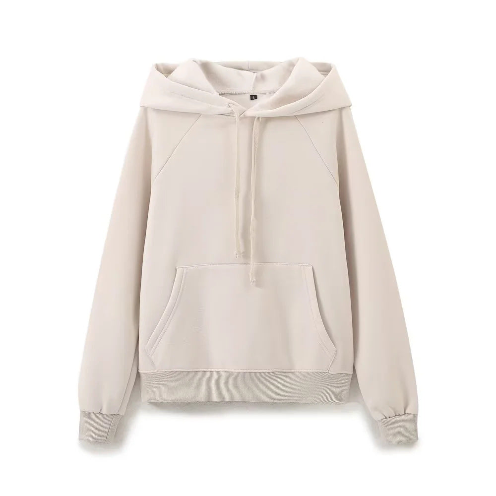 Damen nan lässiger Kapuzenpullover mit Kängurutasche Raglanärmeln und angerauter Innenseite Drune