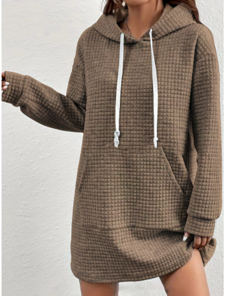 Damen Hoodie-Kleid mit praktischem Kängurutasche und modernem Strickdesign Drune
