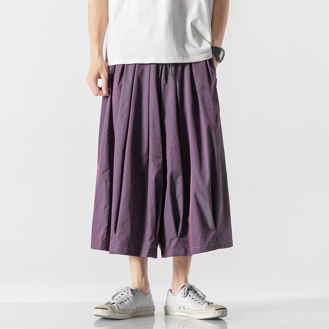 Herren Weit geschnittene Culotte-Loungehose mit tiefem Schritt und elastischem Tunnelzug Drune