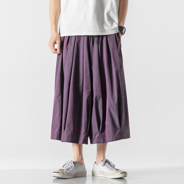 Herren Weit geschnittene Culotte-Loungehose mit tiefem Schritt und elastischem Tunnelzug Drune