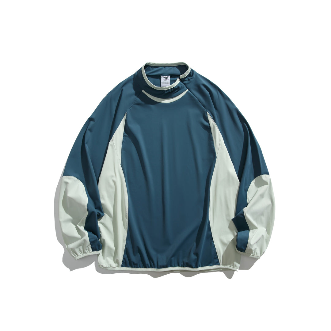 Unisex Oversize Windbreaker-Pullover mit Stehkragen und Kontrastpaneelen Drune