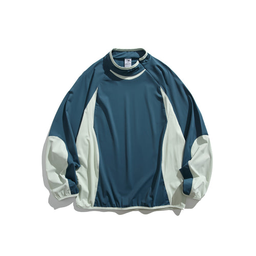 Unisex Oversize Windbreaker-Pullover mit Stehkragen und Kontrastpaneelen Drune