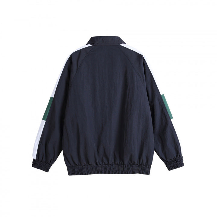 Unisex Retro Sportliche Zip-Trainingsjacke mit Stehkragen, Colorblock-Streifen und elastischem Saum Drune