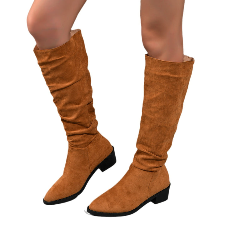 Damen modische Overknee-Stiefel aus weichem Wildleder Drune