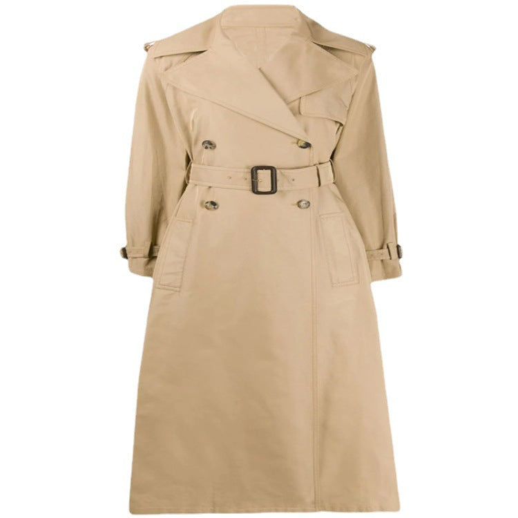 Damen Midilanger Trenchcoat im A‑Linien‑Schnitt mit Taillengürtel und Epauletten Drune