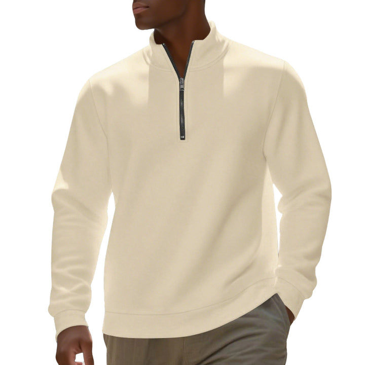 Herren nan Halbzip-Sweatshirt aus Baumwollmix mit Stehkragen, weichem Innenfutter und Rippbündchen Drune