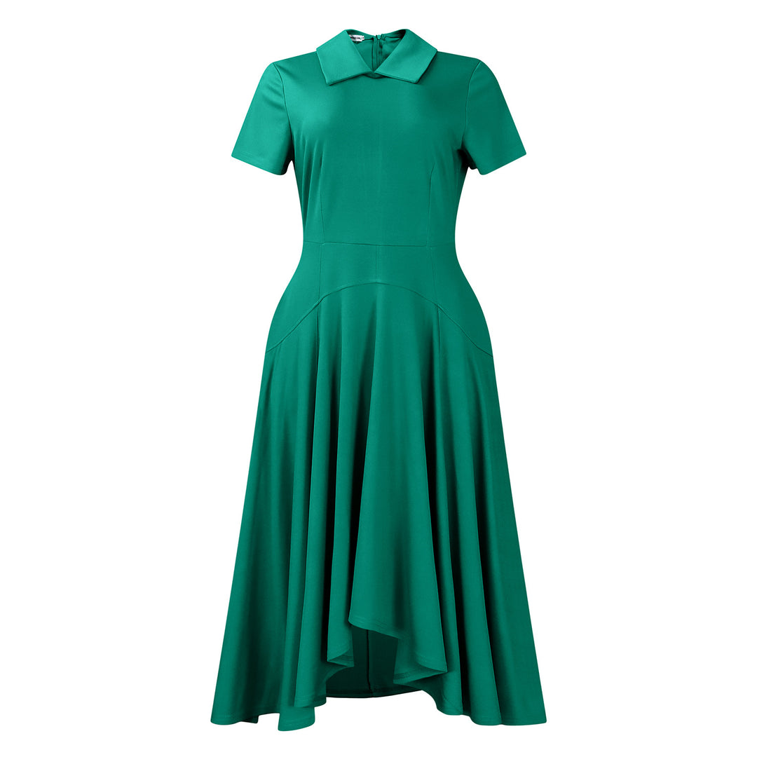 Damen Hemdkleid mit asymmetrischem Rock und eleganter Taillierung Drune