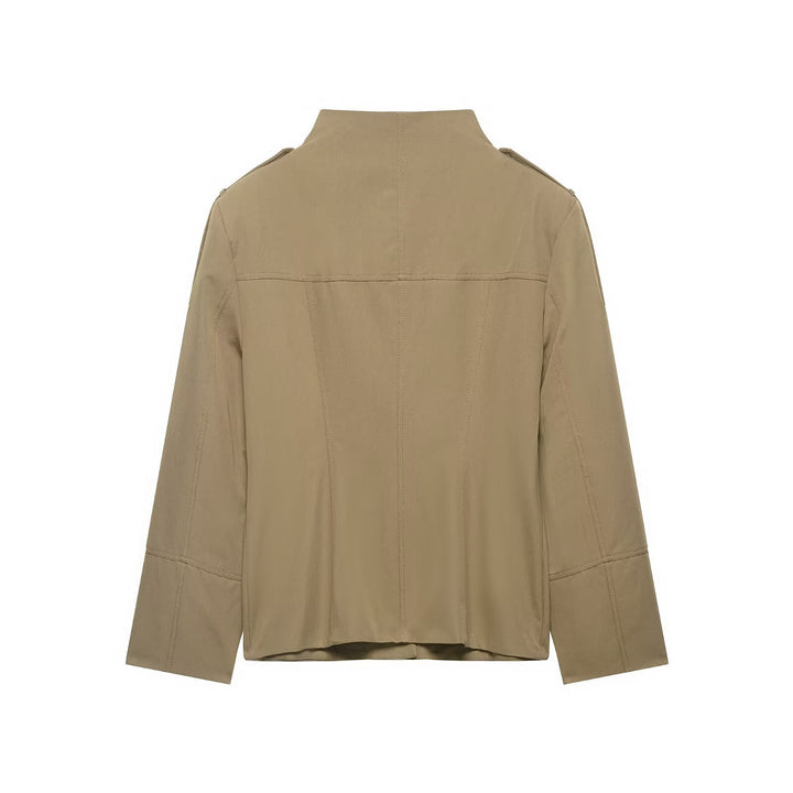 Damen Utility-Safarijacke mit Stehkragen, aufgesetzten Klappentaschen und Epauletten Drune