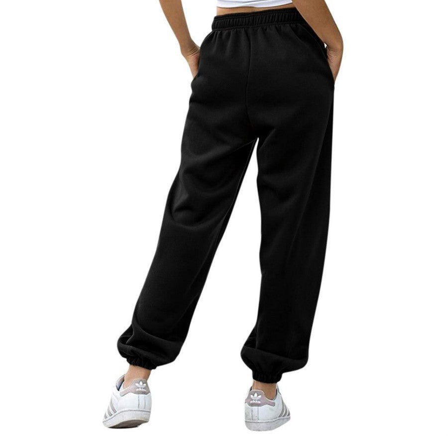 Damen nan weite High‑Waist Sweatpant mit elastischem Komfortbund, seitlichen Eingrifftaschen und gerafften Knöchelbündchen Drune