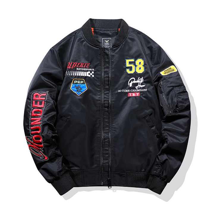 Herren Sportliche Bomberjacke mit bunten Applikationen Drune
