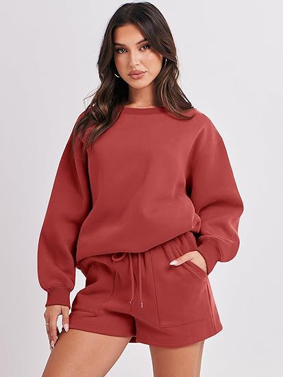Damen Lässiges Sweatset mit Oversize‑Sweatshirt und hochgeschnittenen Shorts Drune