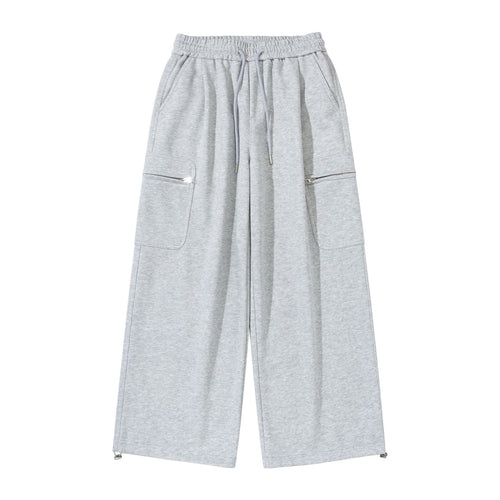 Damen Weite Cropped-Sweathose mit Tunnelzug, Cargo-Taschen und Reißverschluss-Details Drune