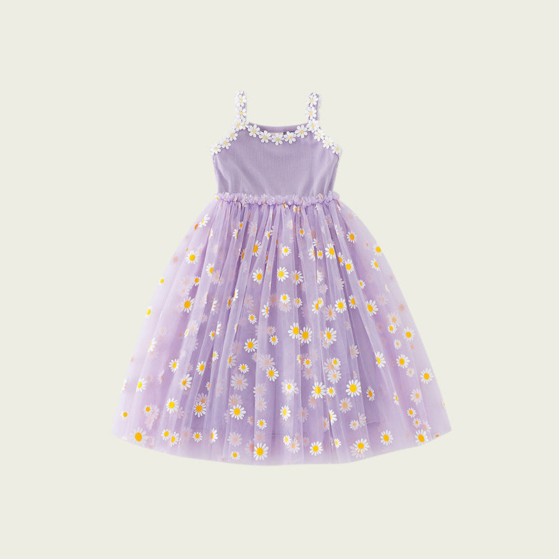 Mädchen Blumenmuster Tüllkleid Drune