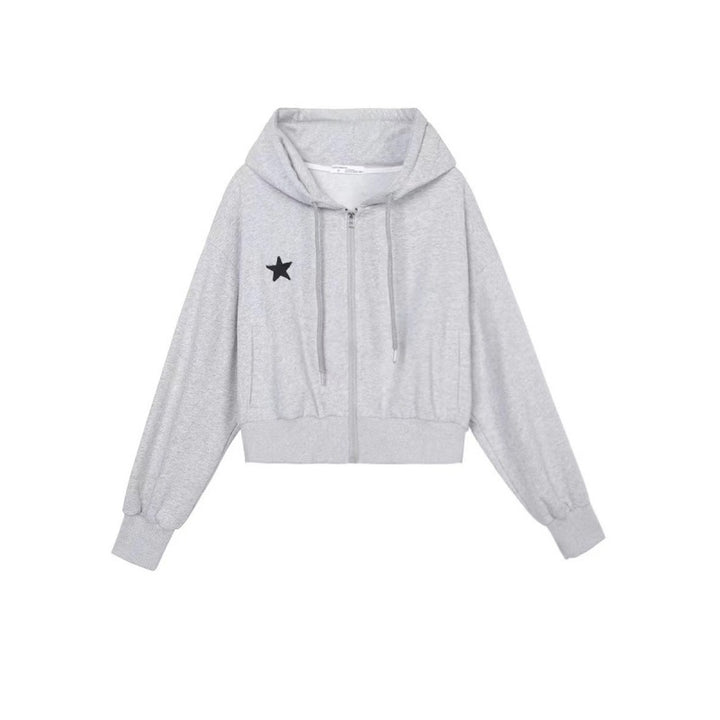 Damen cropped Kapuzenjacke mit stylischem Sternmotiv Drune