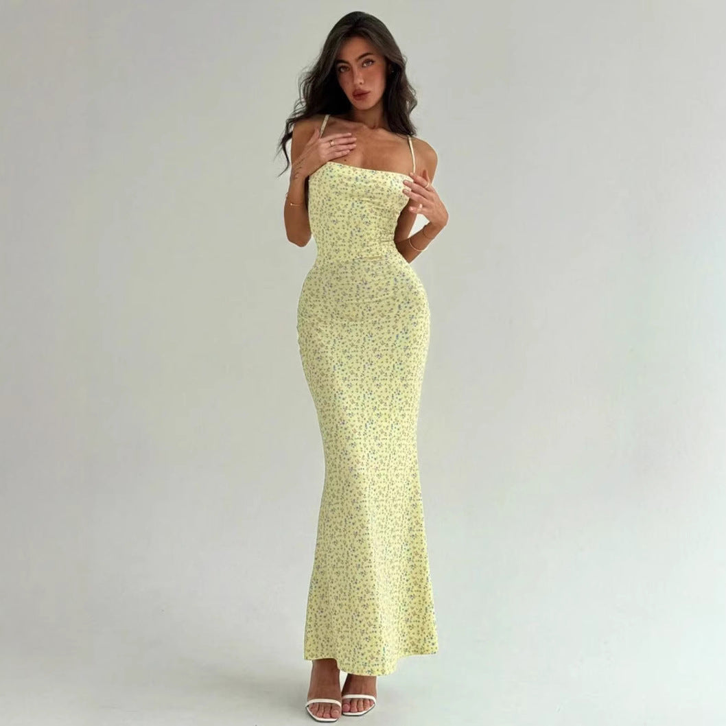 Damen Elegantes Sommerkleid mit zarten Blumenmuster und fließendem Schnitt Drune