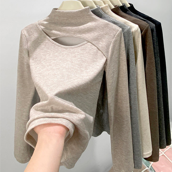 Damen Elegantes Langarmshirt mit Ausschnitt Drune