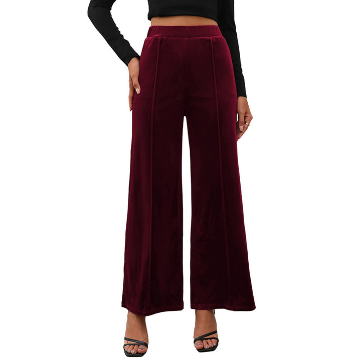 Damen Samt-Palazzohose mit hoher Taille und weitem Bein Drune