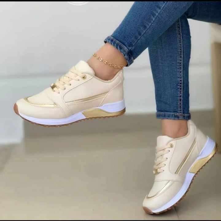Damen  elegante City-Sneaker mit dezenter Metallic-Infusion, leicht gepolsterter Komfortsohle und profilierter Gummilaufsohle Drune