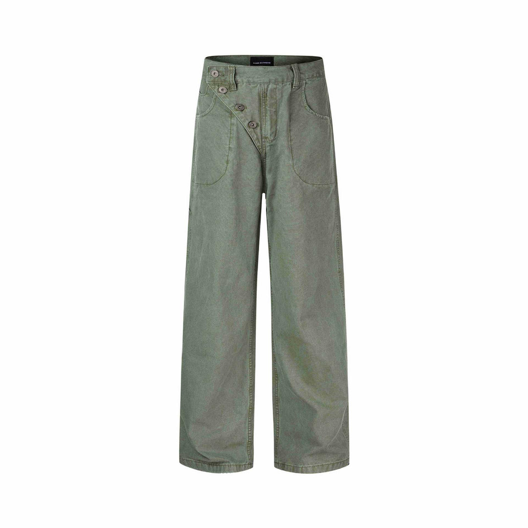 Damen High-Waist Culotte-Hose mit asymmetrischer Knopfleiste Drune